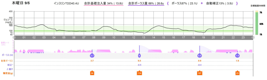 インスリン自動注入システムのグラフイメージ